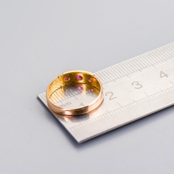 Solid 15K Gold Victorian Ruby & Seed Pearl Ring - image 4