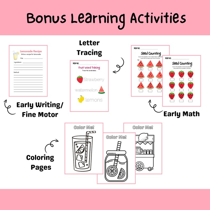 Lemonade Stand Summer Printable Activity for Kids Preschool Dramatic