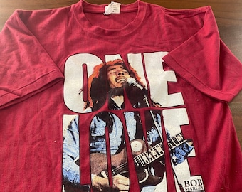 Vintage Bob Marley One Love T-shirt Single Stitched