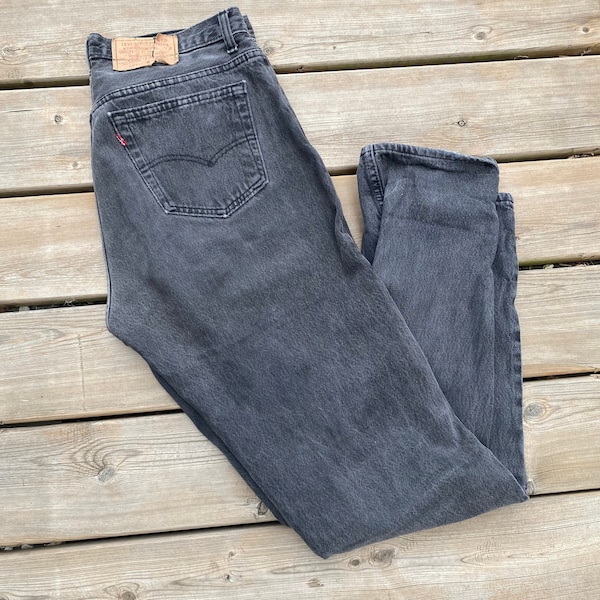 Vintage Levis 501 Black Faded Denim Jeans 34 x 34 Hecho en Canadá