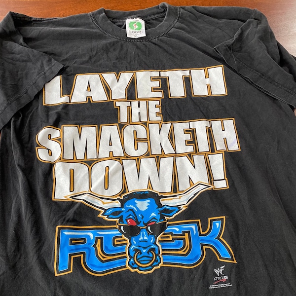 Vintage 2000 WWE The Rock Layeth the Smacketh Down T-shirt