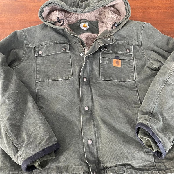 Vintage Lined Carhartt Chore Jacket in Faded Green