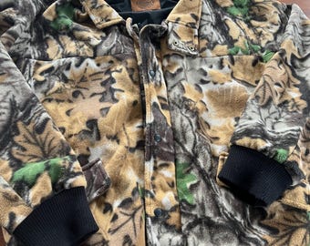 Vintage Woodland Camouflage Fleece Jacket Made in Canada