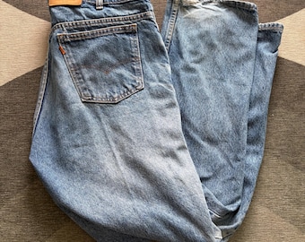 Vintage Orange Tab Levi’s 619 Faded Blue Jeans Made in Canada 36 x 32