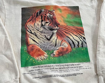 Vintage 1994 Tiger Endangered Species Crewneck Sweater Made in USA