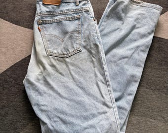 Vintage Orange Tab Levi’s 619 in Light Wash Made in Canada 34 x 34
