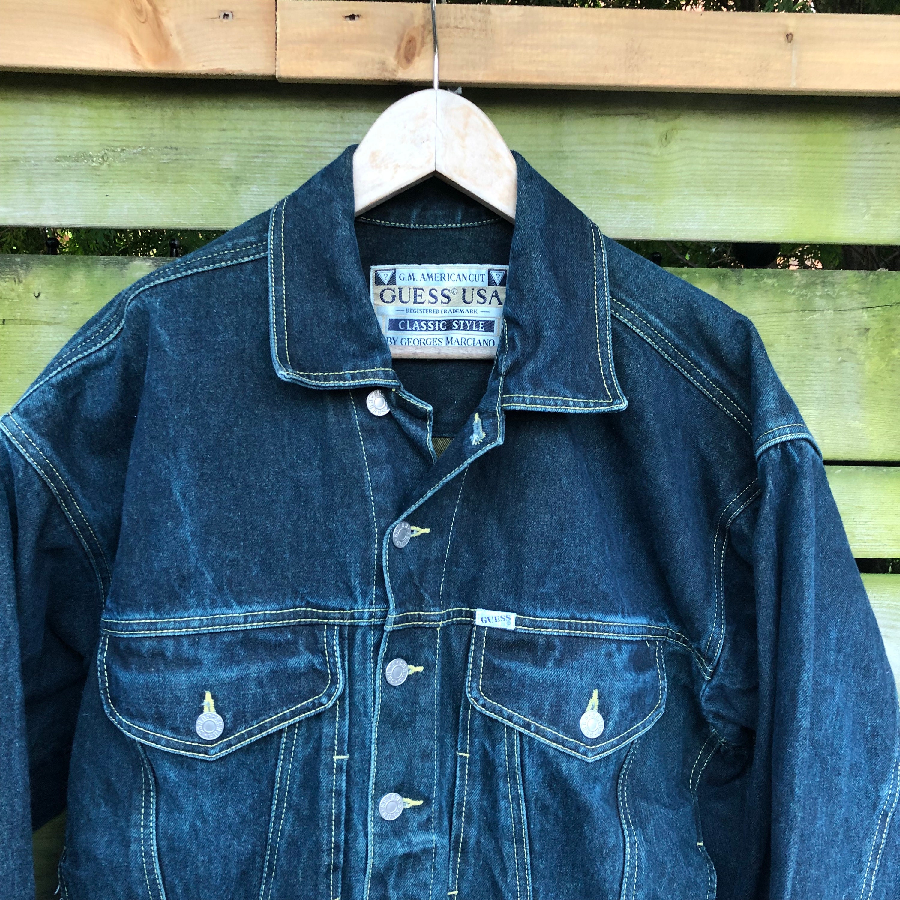Vintage Guess Denim Jean Jacket Leather Accents Lined Made USA 70s Baby  Size 3 Y