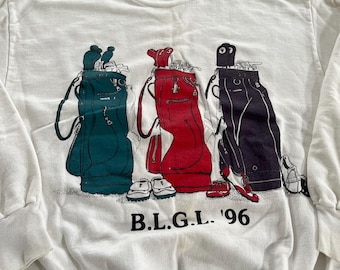 Vintage 1996 Golfing Tournament Golf Bag Crewneck Sweater Made in Canada