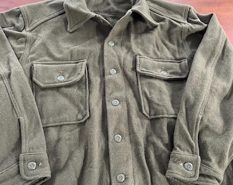 Vintage Canadian Military Issued Wool Army Green Jacket Made in Canada