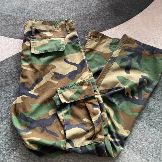 Vintage Woodland camouflage Military Issue Pants … - image 1