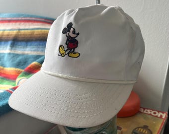 Vintage Disney Mickey Mouse Leather Strapback Hat