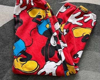 Calças de moletom vintage Mickey Mouse Disney dos anos 80 28 x 28