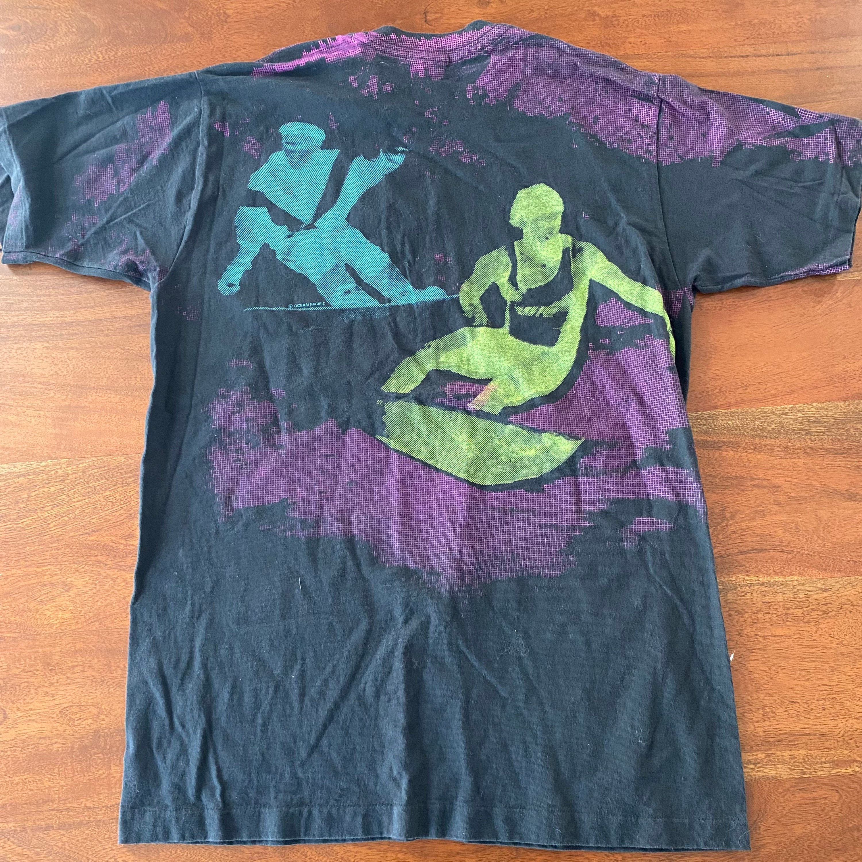 Vintage All Over Print Ocean Pacific Surf & Skiing T-shirt