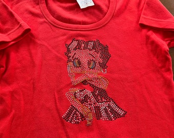 Vintage Woman’s Betty Boop Bedazzled Tshirt