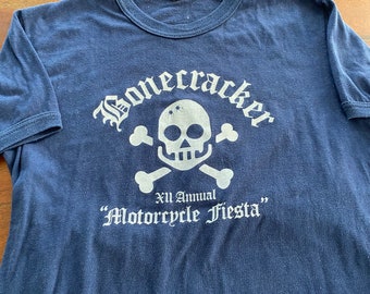 Vintage 80s “Bone Crackers” Motorcyle Club Ringer T-shirt