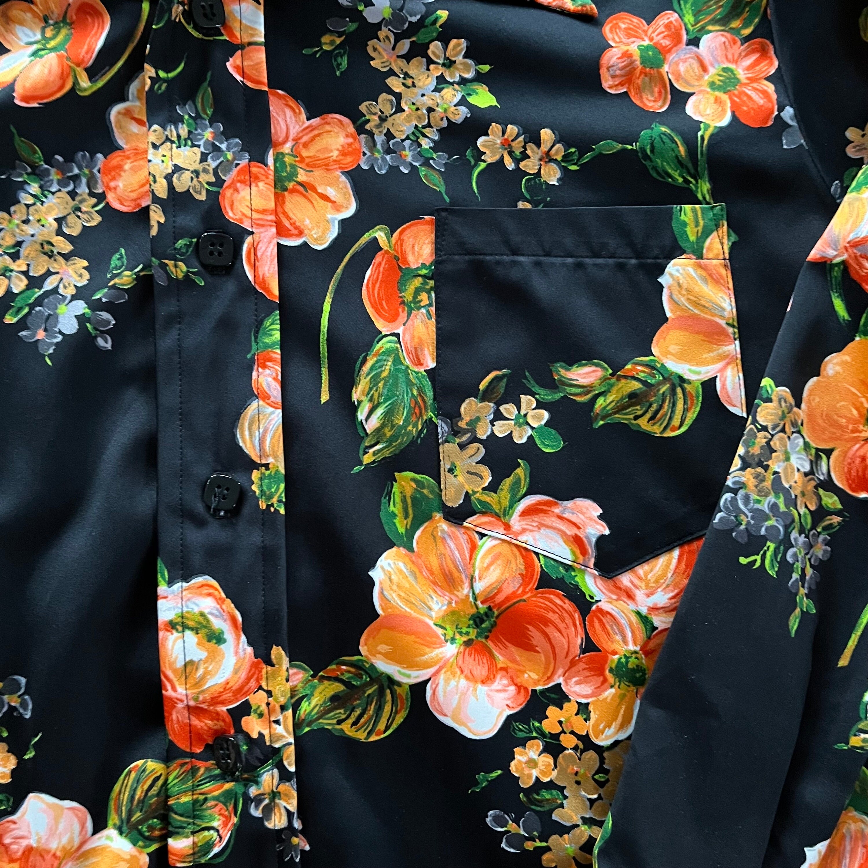 70年代のヴィンテージ花柄ポリエステルシャツ - Etsy 日本