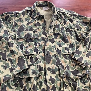 Vintage Vietnam War Era Duck Camouflage Military Fatigue Jacket Made in Korea