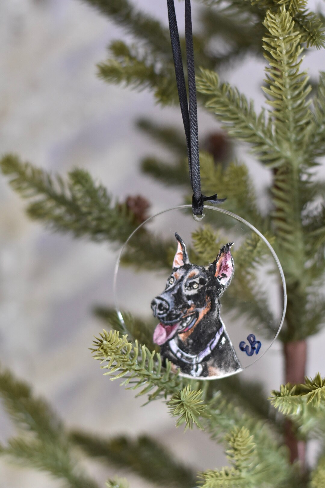 Hand Painted Dog Ornament, Customized Pet Ornament, Personalized