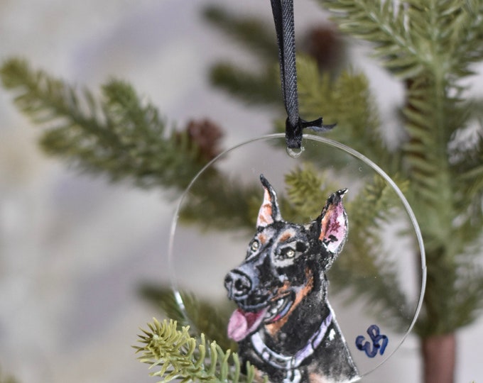 Hand Painted Dog Ornament, Customized Pet Ornament, Personalized Acrylic Dog Ornament, Pet Portrait Ornament, Pet Owner Gift, Dog Mom Gift