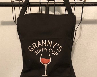 Apron, Gift for her housewarming gift, Grandmother gift, Grandmas Kitchen Apron, Mother's Day gift, Granny's Sippy Cup