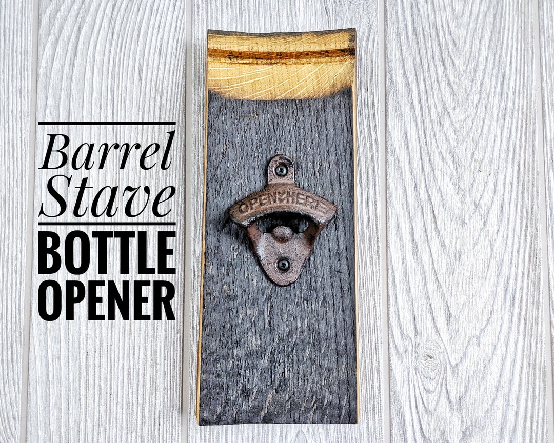 Whiskey Barrel Stave Wall Mount Bottle Opener Wall Mounted Etsy