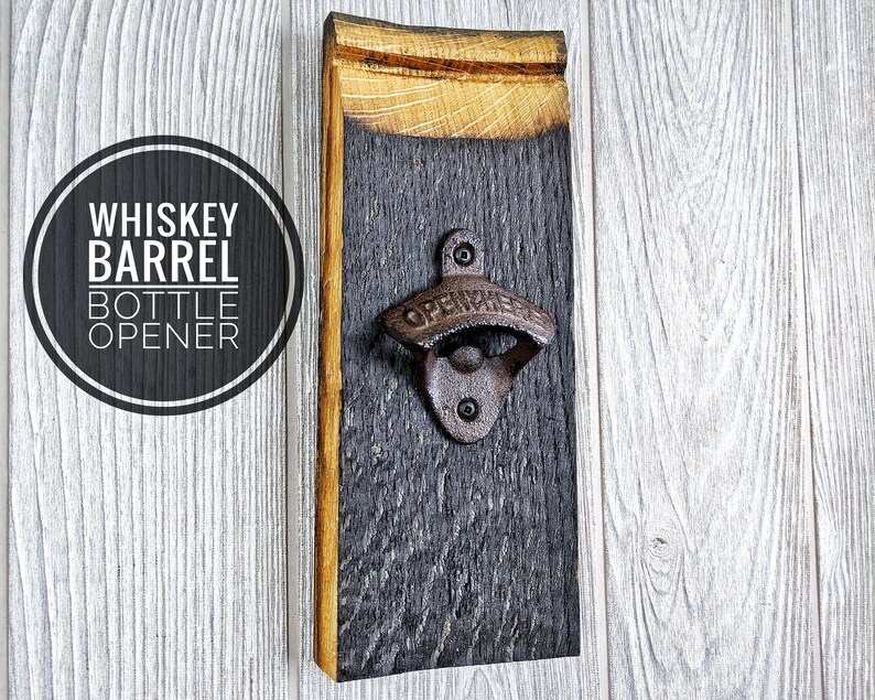 Whiskey Barrel Stave Wall Mount Bottle Opener Wall Mounted Etsy
