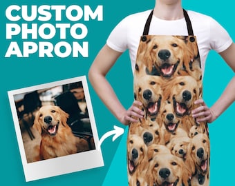 Custom Dog Apron, Best Gift for Dog Owner, Personalized Apron with Dog Face, Dog Cat Pet, Funny Crazy Face Kitchen Apron, Custom Chef Gift