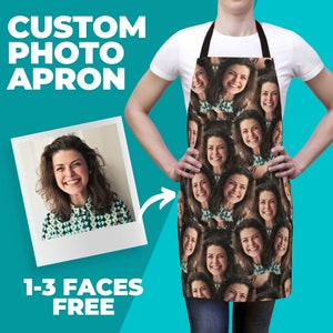 Personalized Faces Apron, Best Birthday Gift, Custom Photo Apron for Women and Men, Gift for her, Kitchen Custom Picture Chef Gift