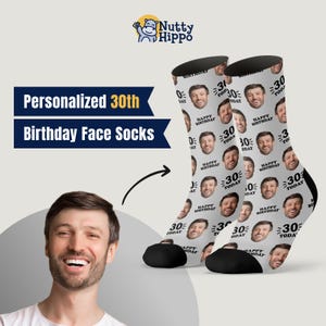 Personalisierte Gesichtssocken für Männer-30 Geburtstag Geschenk für Ihn-Lustiges Geschenk für Freund oder Mann-Personalisierte Foto Socken für Männer-Gag Geschenkidee USA