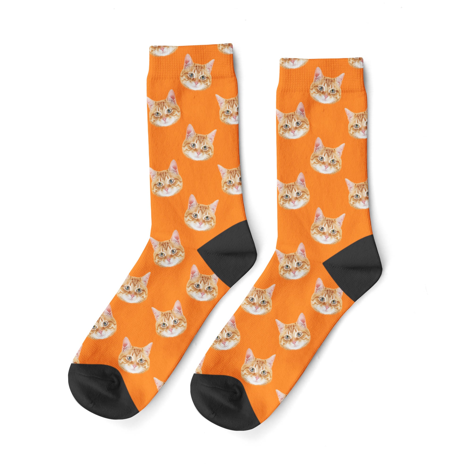 Custom Cat Socks Plain Background Cat Socks Personalized | Etsy