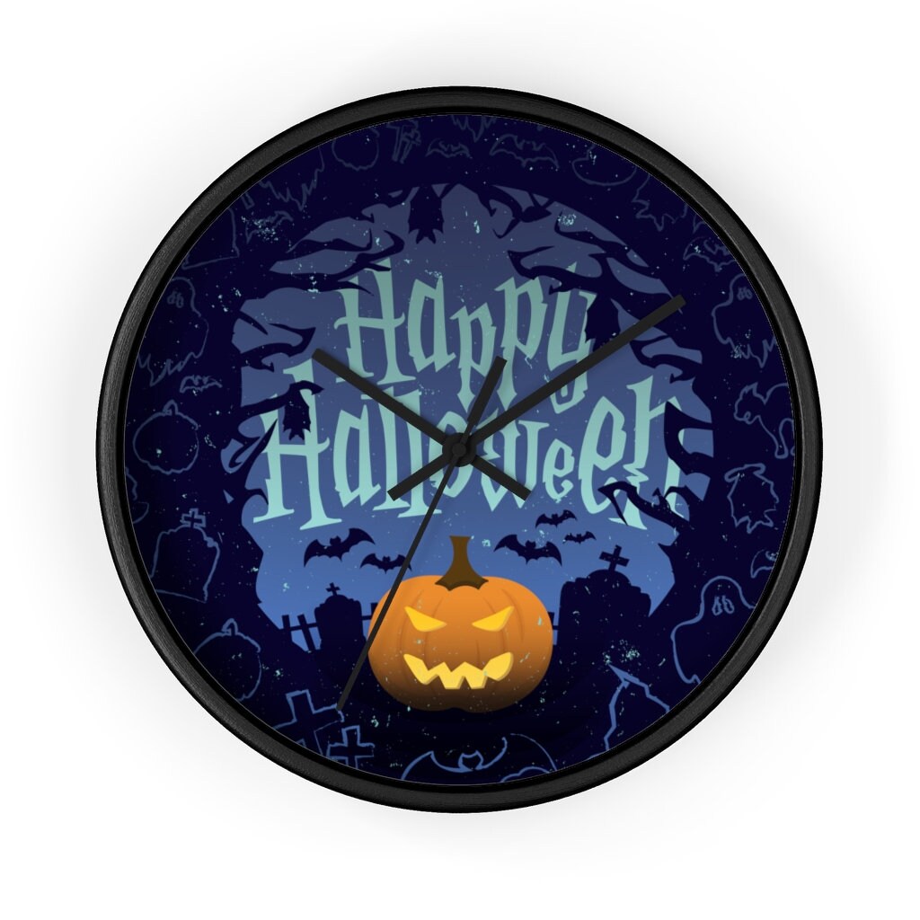Happy Halloween Wall Clock Halloween Clock Halloween Decor Etsy