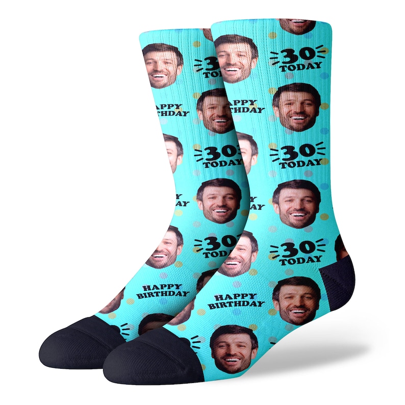 30th Birthday Gift for Him Unique Personalized Face Socks Perfect for Son, Husband's 30th Celebration image 9