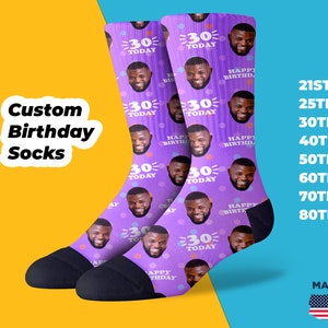 Custom Birthday Socks - 20th, 30th, 40th, 50th, 60th, 70th, 80th birthday Gift, Birthday Gift for Men, Birthday Gift for Women