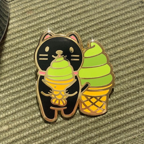 Matcha Cat Hard Enamel Pin, lapel pin jewelry, gifts for catlovers, stocking stuffer christmas