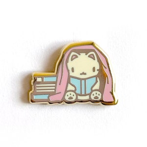 Reading Kitty Mini Enamel Pin, lapel pin jewelry, gifts for catlovers, stocking stuffer christmas