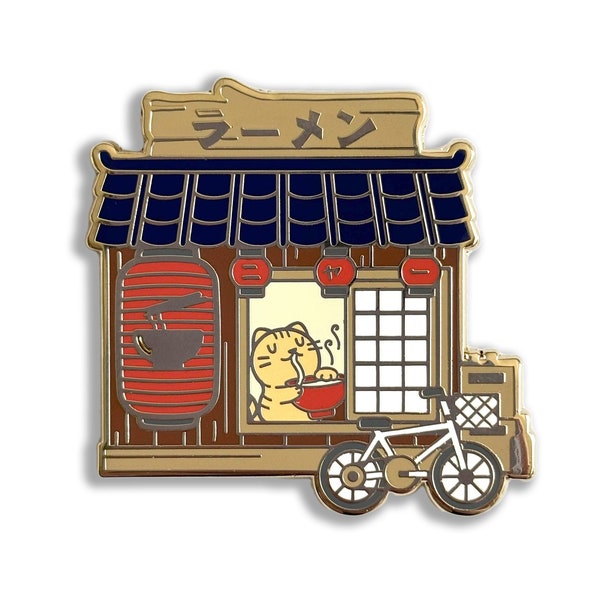 Ramen Shop Hard Enamel Pin, lapel pin jewelry, gifts for catlovers, stocking stuffer christmas