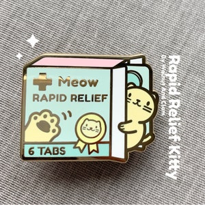 Rapid Relief Hard Enamel Pin, lapel pin jewelry, gifts for catlovers, stocking stuffer christmas