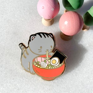 Ramen Cat Hard Enamel Pin, lapel pin jewelry, gifts for catlovers, stocking stuffer christmas