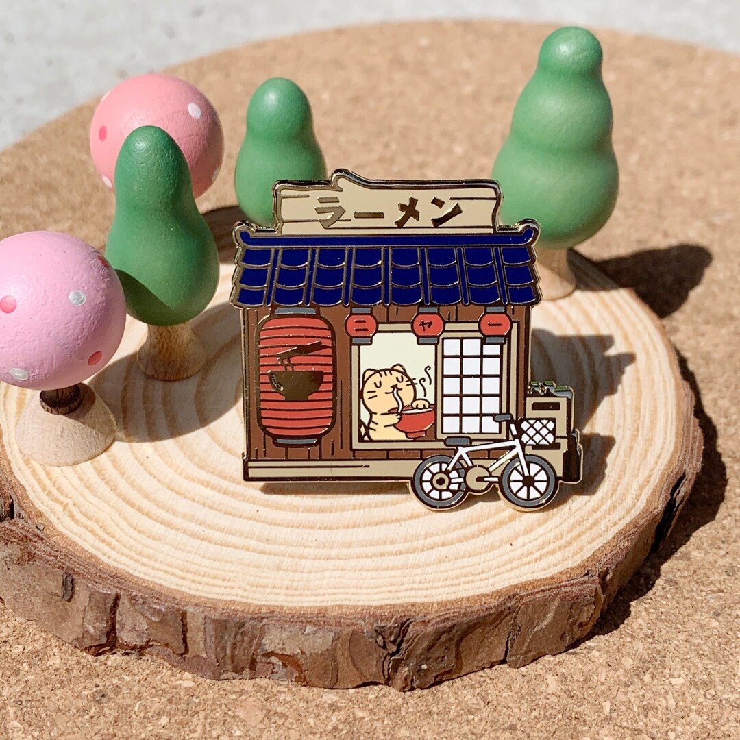 Ramen Shop Hard Enamel Pin, Lapel Pin Jewelry, Gifts for Catlovers, Stocking Stuffer Christmas ...