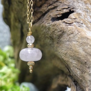 Little Helper Morganite | Gold Filled Pendulum Necklace | Pendulum | Rose Gold Necklace with Gemstone