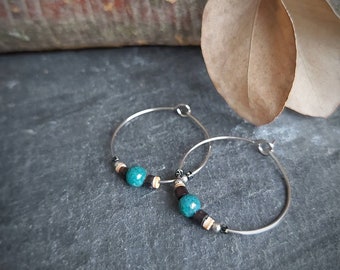 1 inch hoop earrings green jasper an shell stainless steel hoop earrings