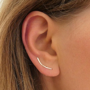 Oorklimmers boog | gehamerd structuur | sterling silver | 14 karaat gold filled oorsteker handgemaakte vorm oorbel oor klimmers earcrawlers