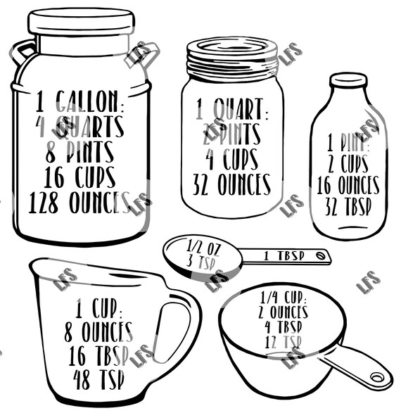 Kitchen Measurement Conversion Sticker Kitchen Cooking Etsy