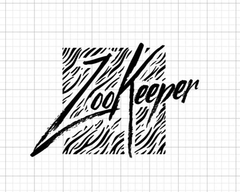Stylish Zoo Keeper slogan with zebra pattern download for Etsy