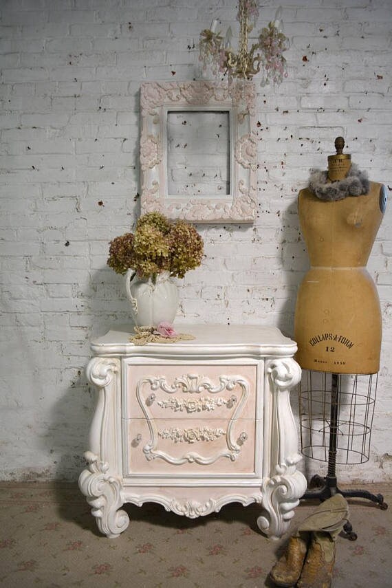 Painted Cottage Shabby Romantic Pink Night Table