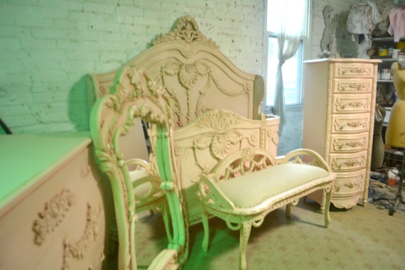 French Bed Painted Cottage Shabby Chic French Romantic Princess Bed Queen King Bed Paris Pink Bedroom Collection
