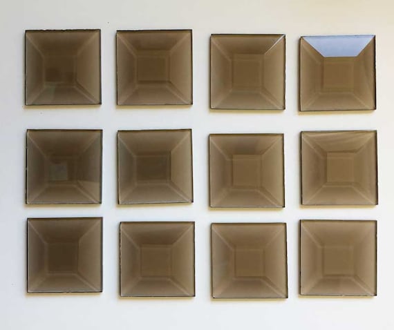 Stained Glass 1.5 x 1.5 Inch Bronze square bevels 6 pack