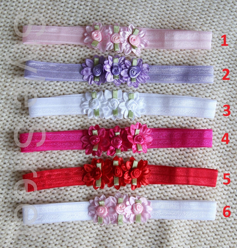 Stirnband Blüten Haarband Baby Mädchen Taufe Handarbeit Kopfband Blume