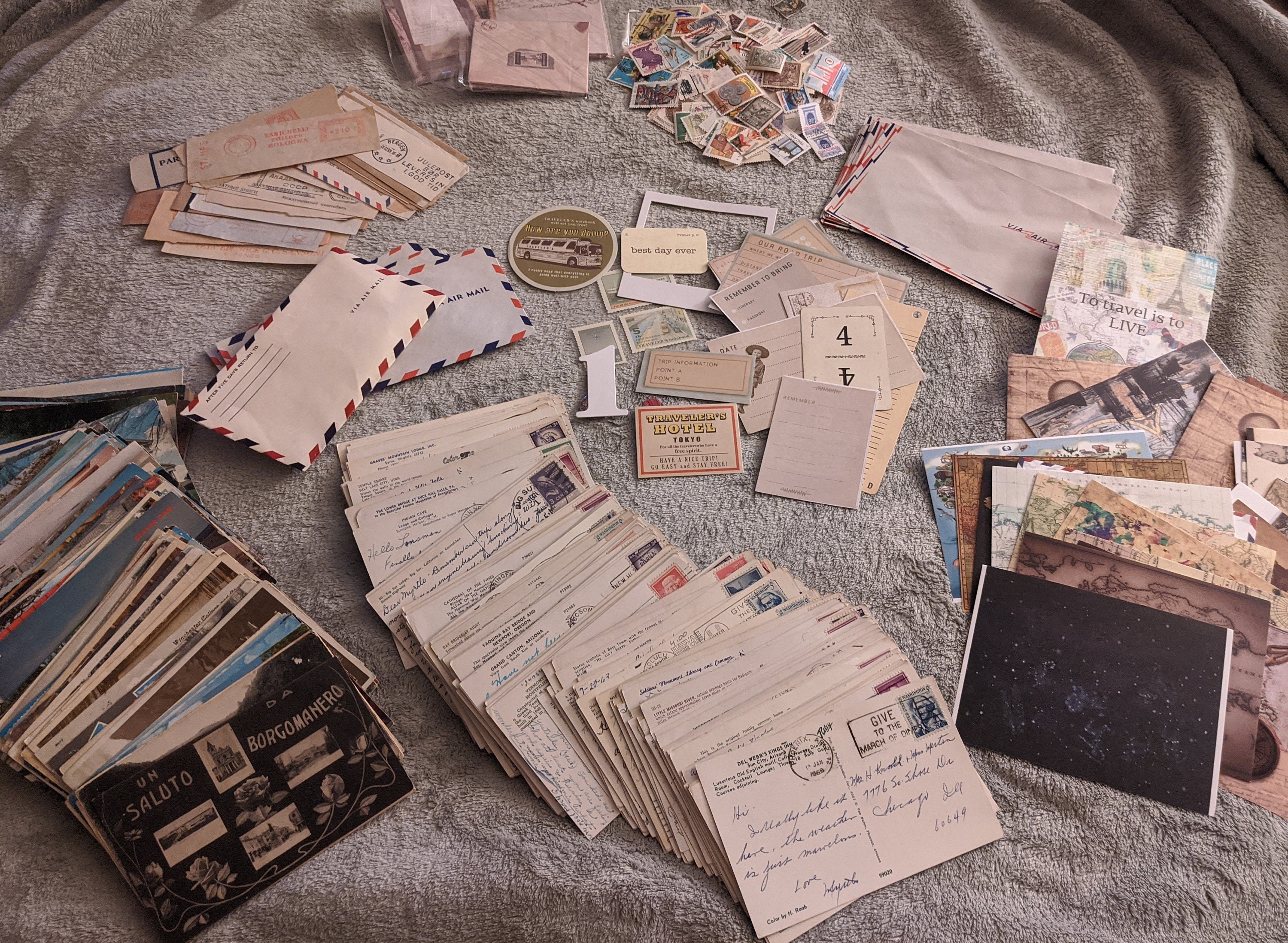Ephemera Postcards Airmail World Traveler Planner Scrapbooking Supplies