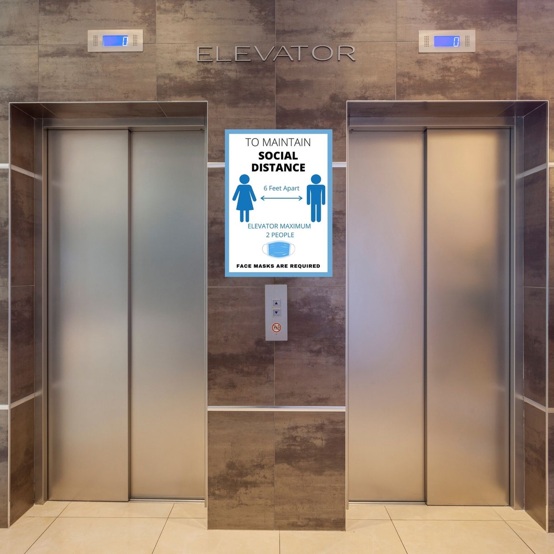PRINTABLE ELEVATOR SIGNS Social distancing sign for elevator Etsy